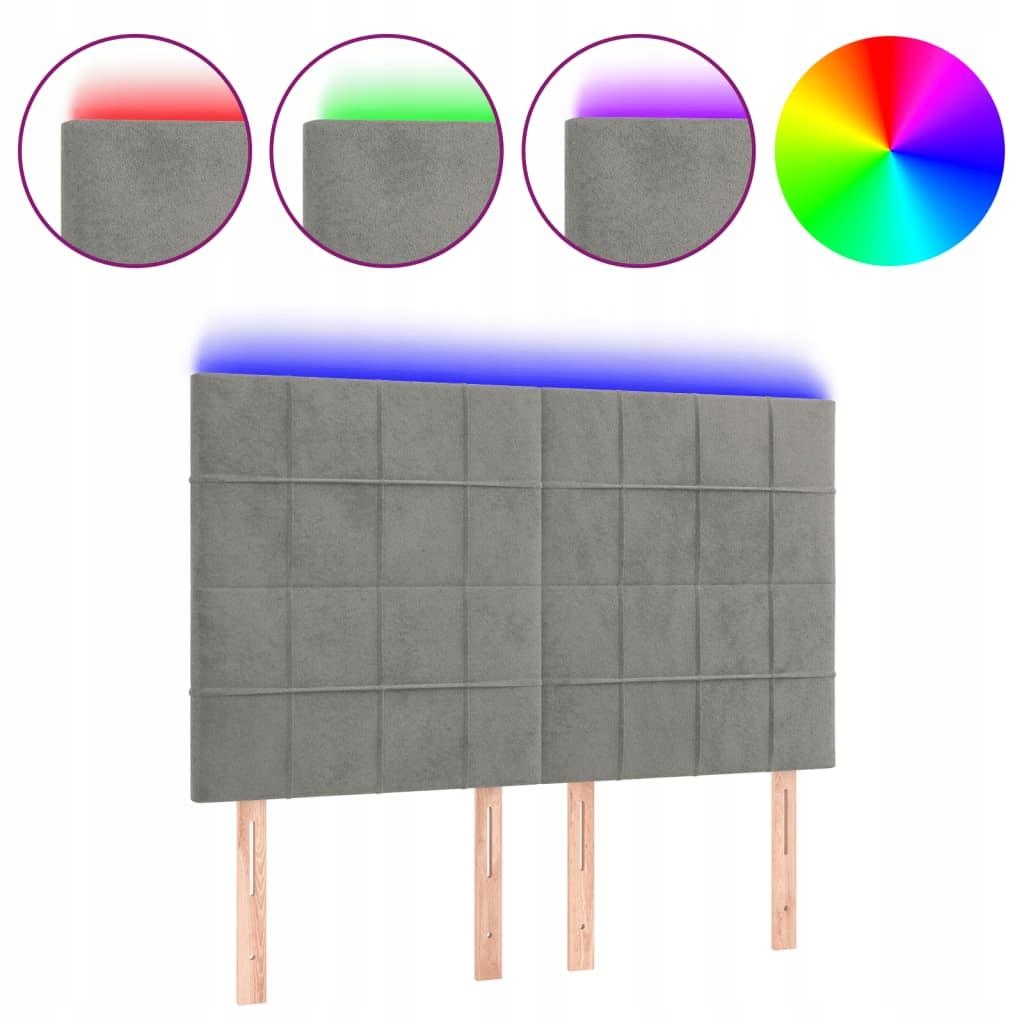 VidaXL Opěrka hlavy k posteli s Led, světle šedá,