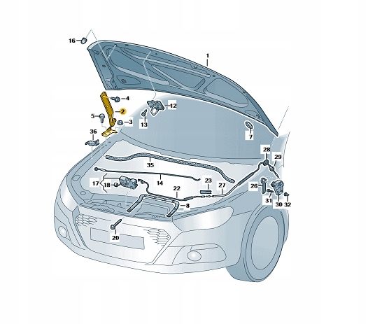 ZAWIAS MASKI LEWY VW SCIROCCO III ORYGINALNY Producent części Volkswagen OE