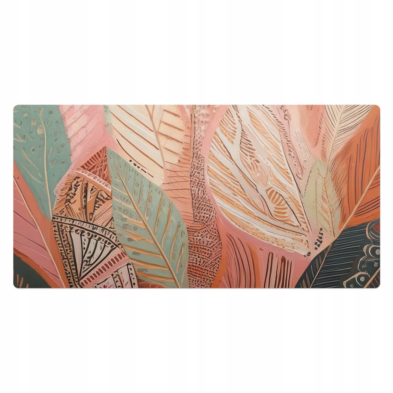 Podložka na psací stůl s motivem Exprese listů v abstraktním stylu 100 x 50 cm