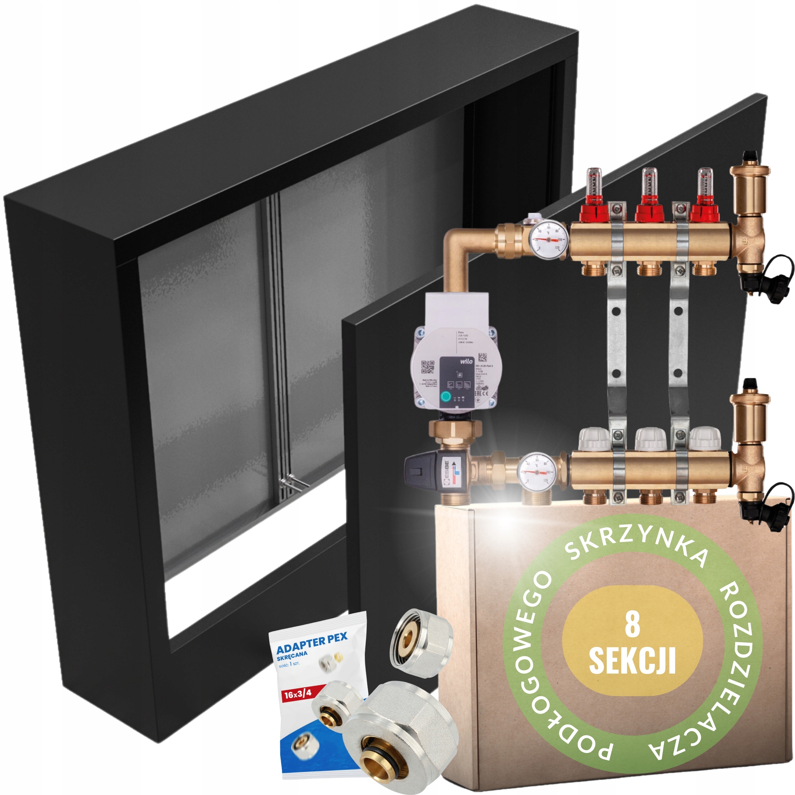 Rozdělovač 8 pro podlahovku s Pumpou Wilo Spojky Nástěnná Skříňka Kouzlo