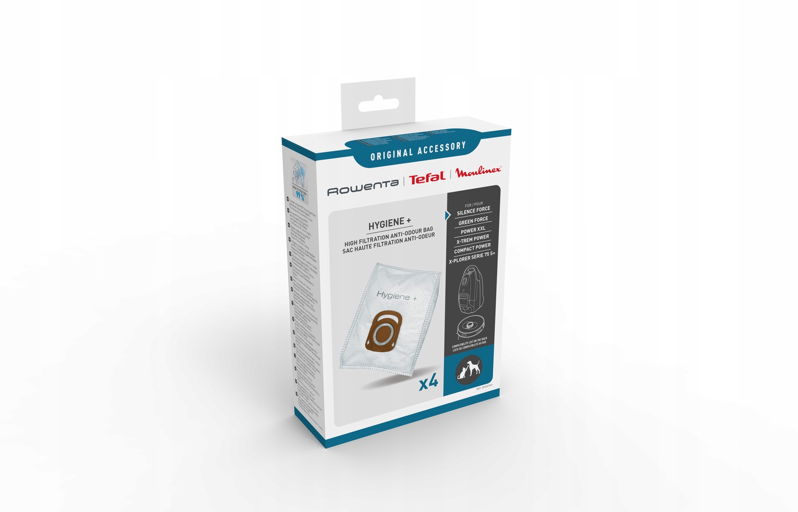 Worki do odkurzacza eliminujące zapach Tefal Hygiene+ ZR200740 4 szt
