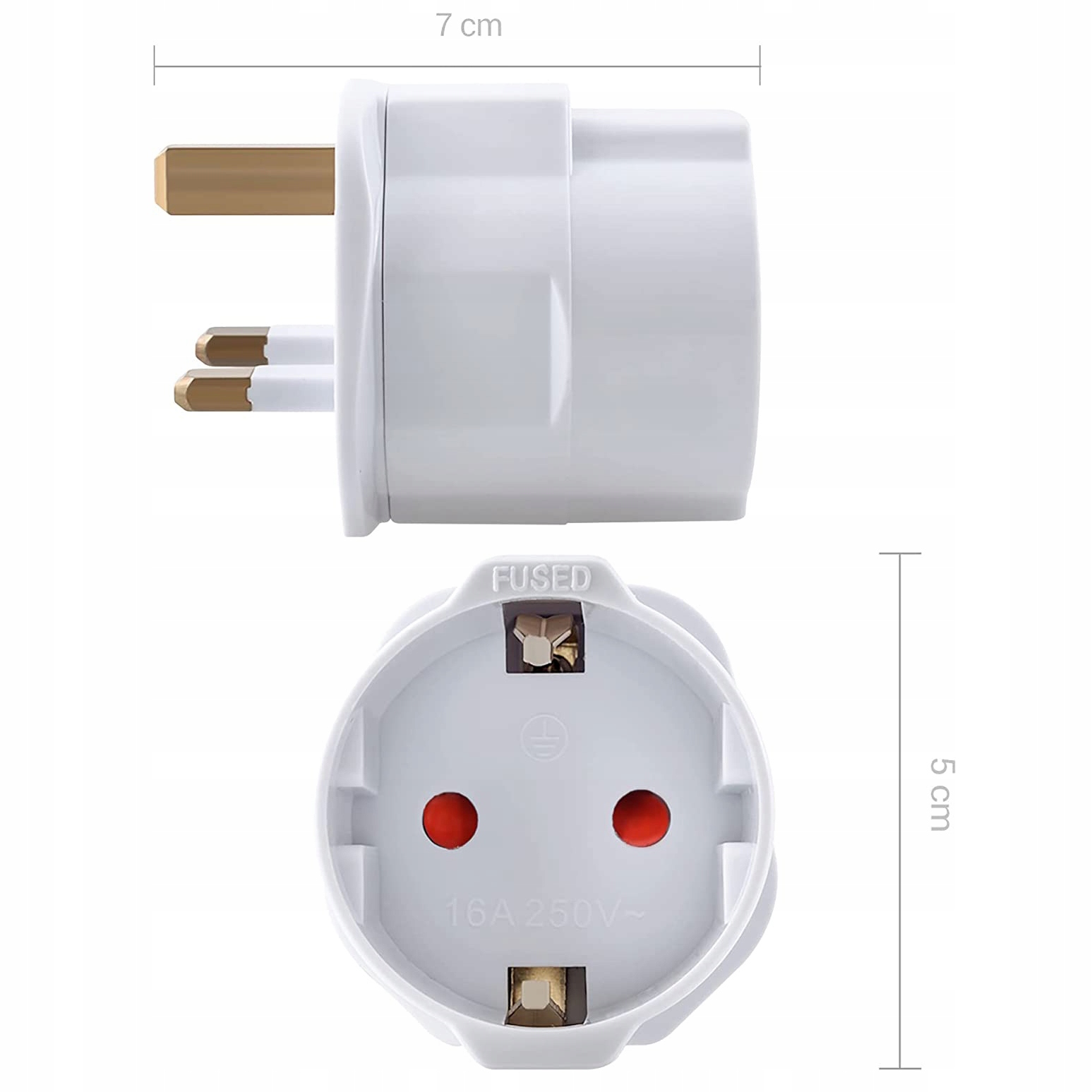ADAPTER PRZEJŚCIÓWKA GNIAZDKA WTYCZKA ANGIELSKA PL EU na UK BEZPIECZNIK Marka Zonet