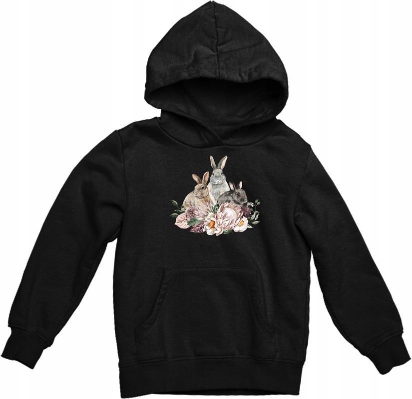 

Bluza Z Kapturem Królik Zając Czarna 5 XL