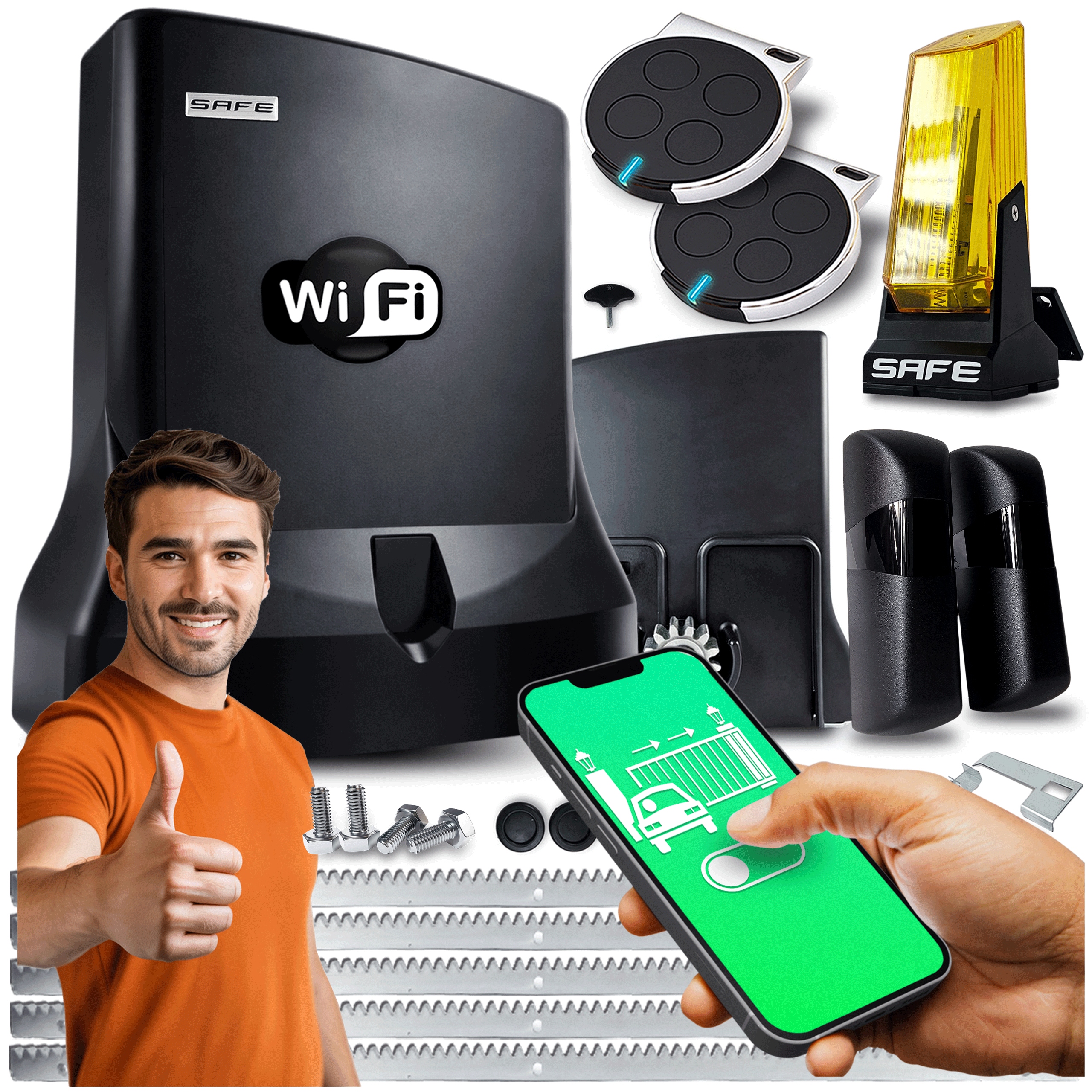 Set Pohon Pro Posuvnou Bránu automat 2 Ovladače pohon lampa Wifi Supla