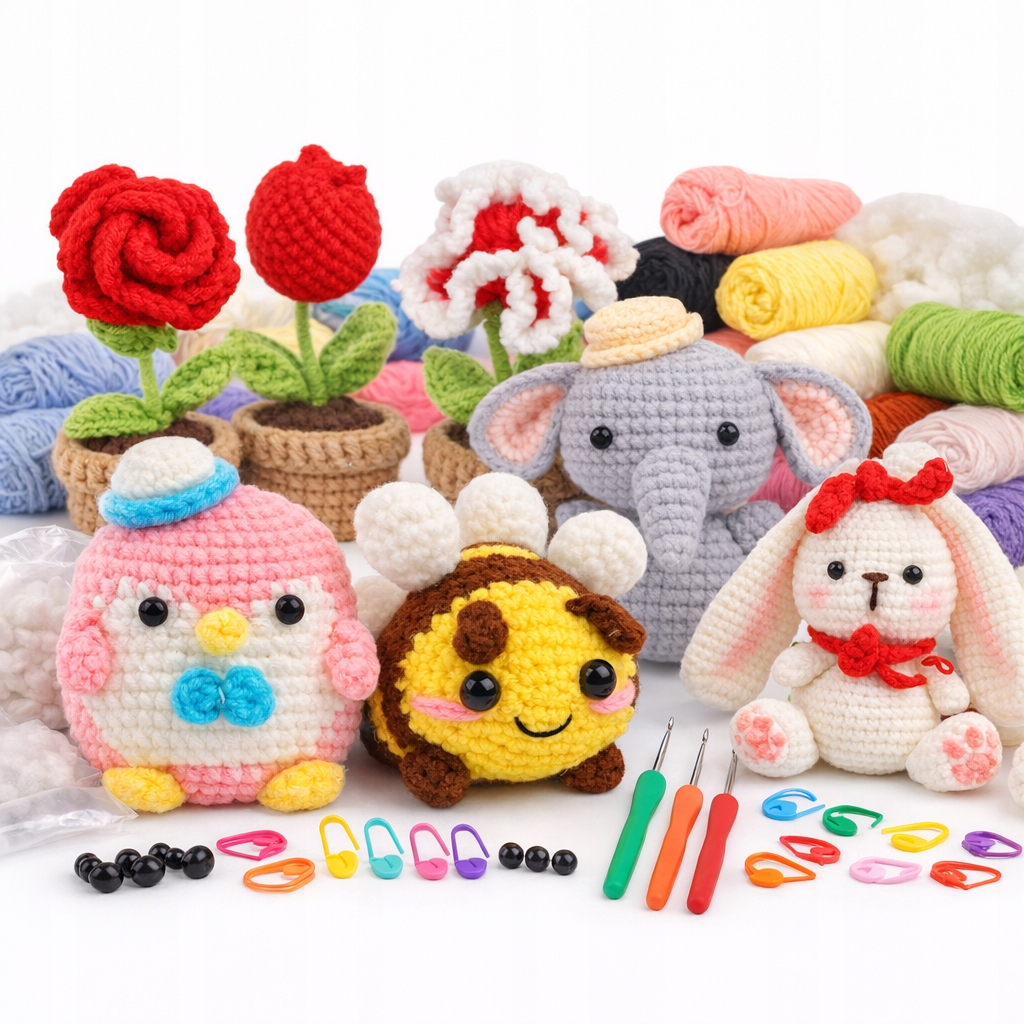 Velká sada na háčkování, 5 vzorů figurek pro začátečníky Diy