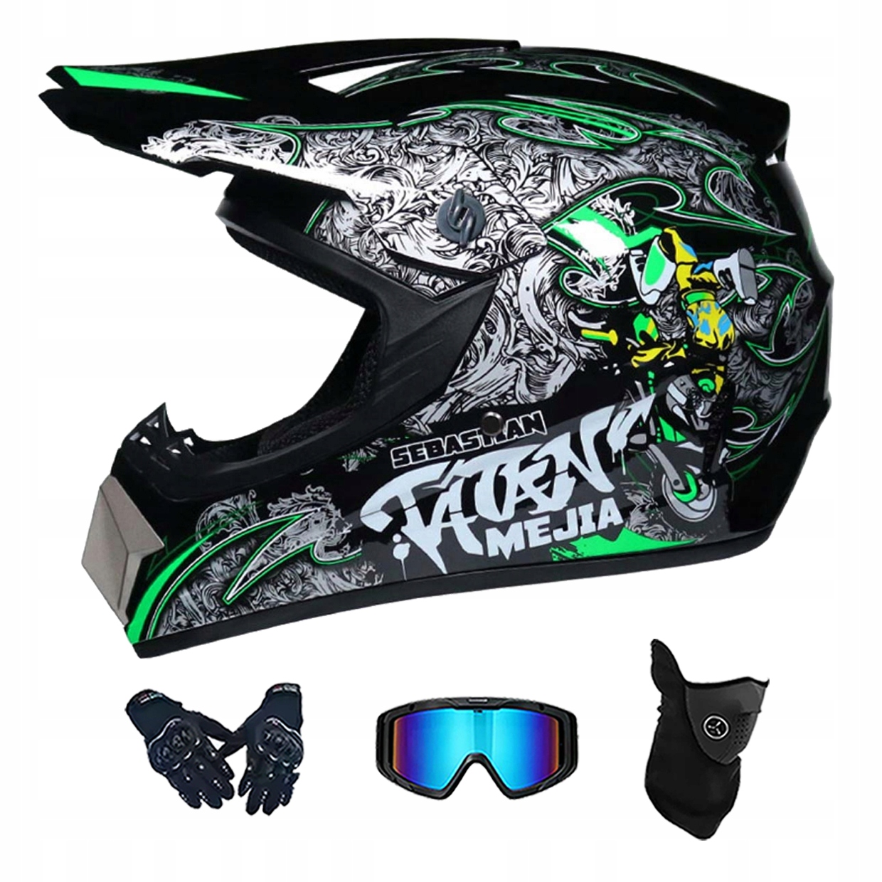 Helma Na Elektrickou Koloběžku Cross Enduro Quad Bmx Helma Brýle Rukavice S