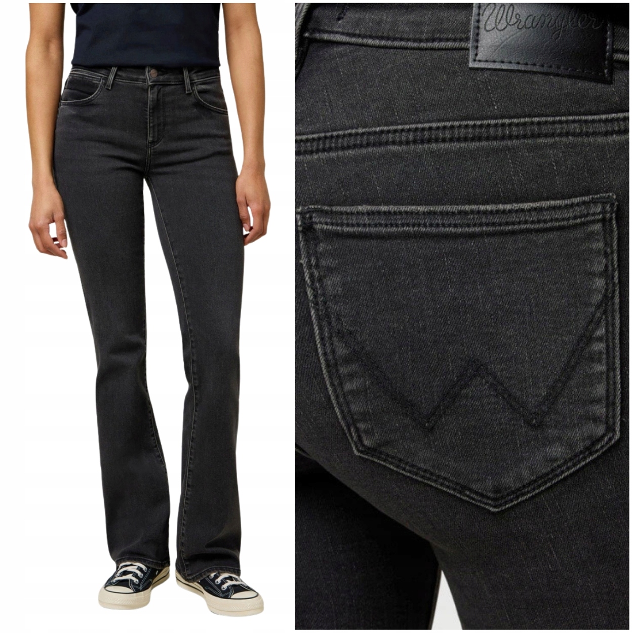 Wrangler Bootcut Black Wash – rozšířené dámské džínové kalhoty W29 L32