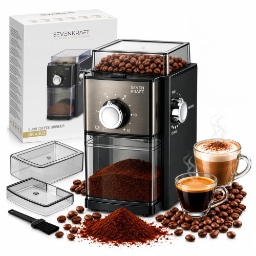Elektrický mlýnek na kávu, kovový, 2-12 porcí, nádoba 250 g