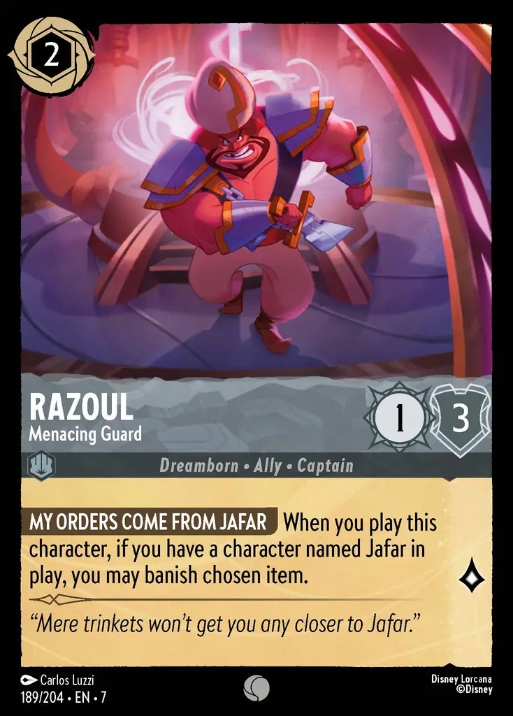 Disney Lorcana Razoul Menacing Guard 7ARI #189