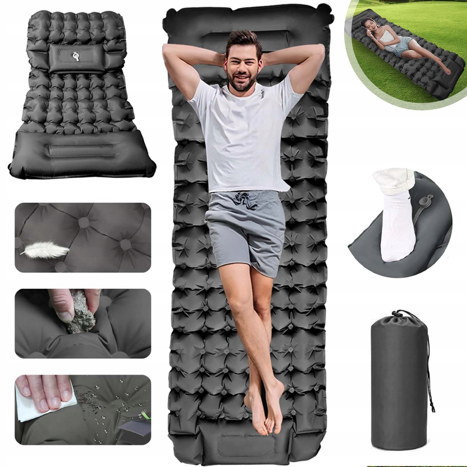 Silná Matrace Pro Turistickou Nafukovací Podložku Na Spaní 200 X 70 CM