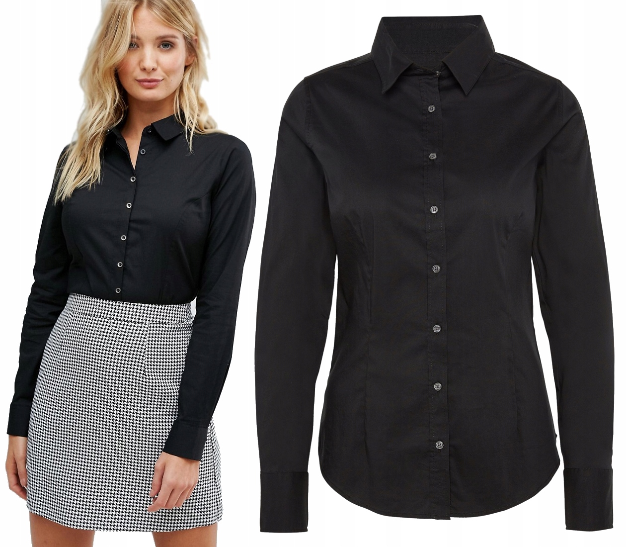 

Klasyk Kobieca Koszula Taliowana Bawełna Kolory 42