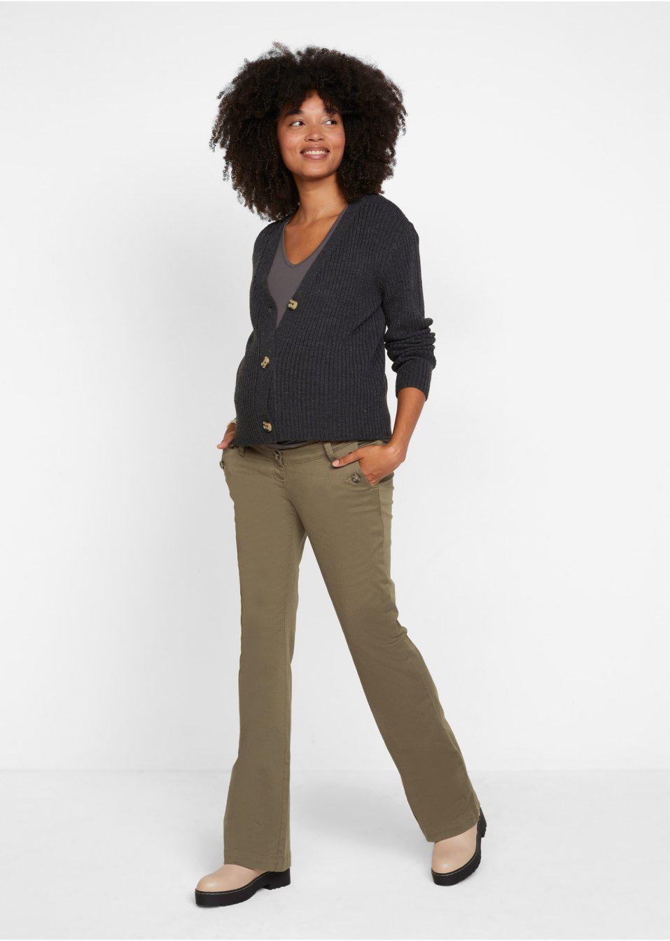 52 Bonprix _DYI PROSTE SPODNIE CIĄŻOWE KHAKI Rozmiar 52