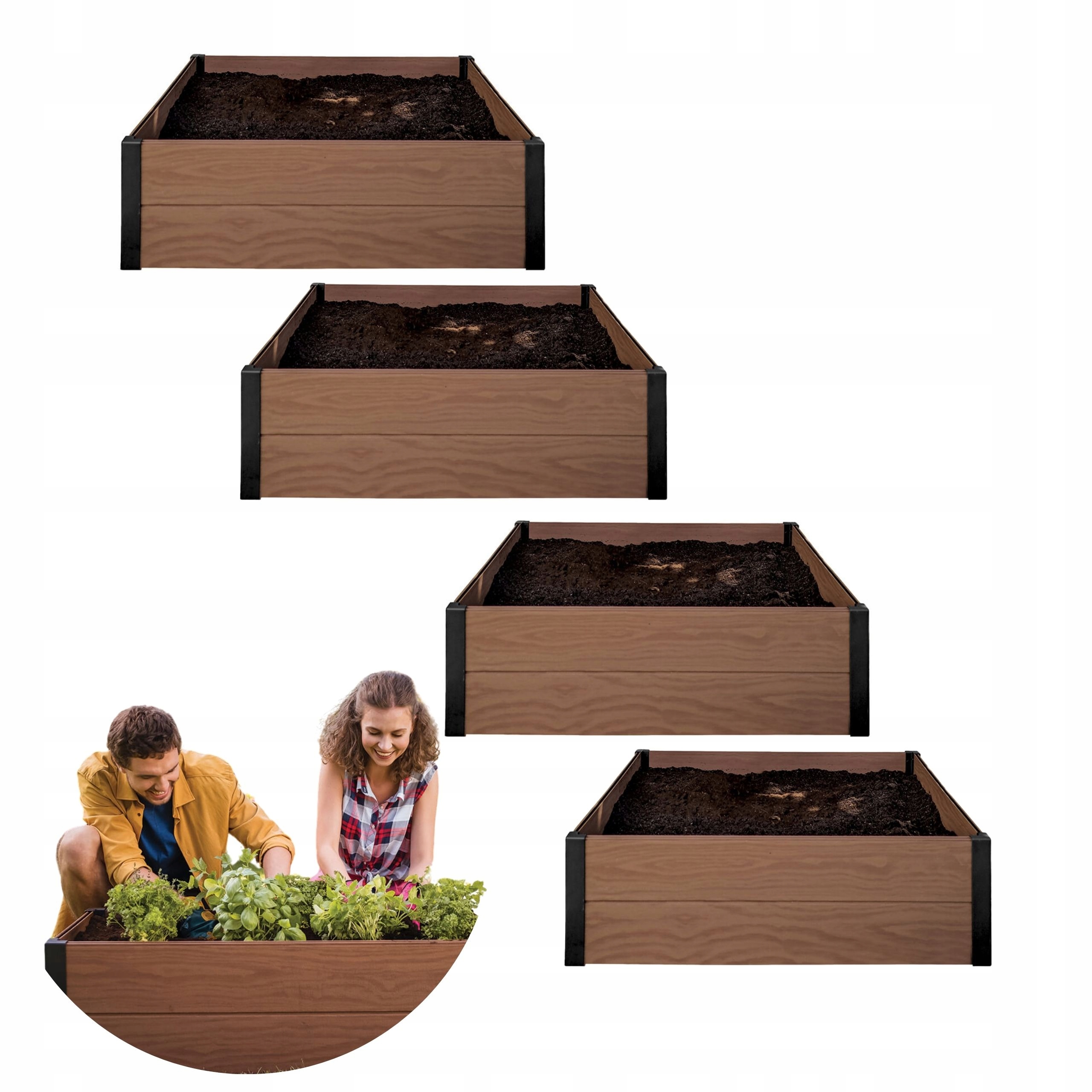 Warzywniak Obrzeże Podwyższona Grządka Keter Maple 106x106 cm Brąz 4 szt