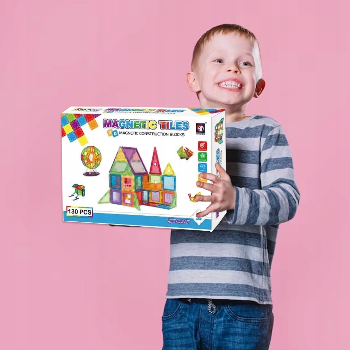 KOLOROWE Klocki Magnetyczne KONSTRUKCYJNE 3D XXL MAGNETIC TILES 130 Eelem. Bohater / Bajka brak