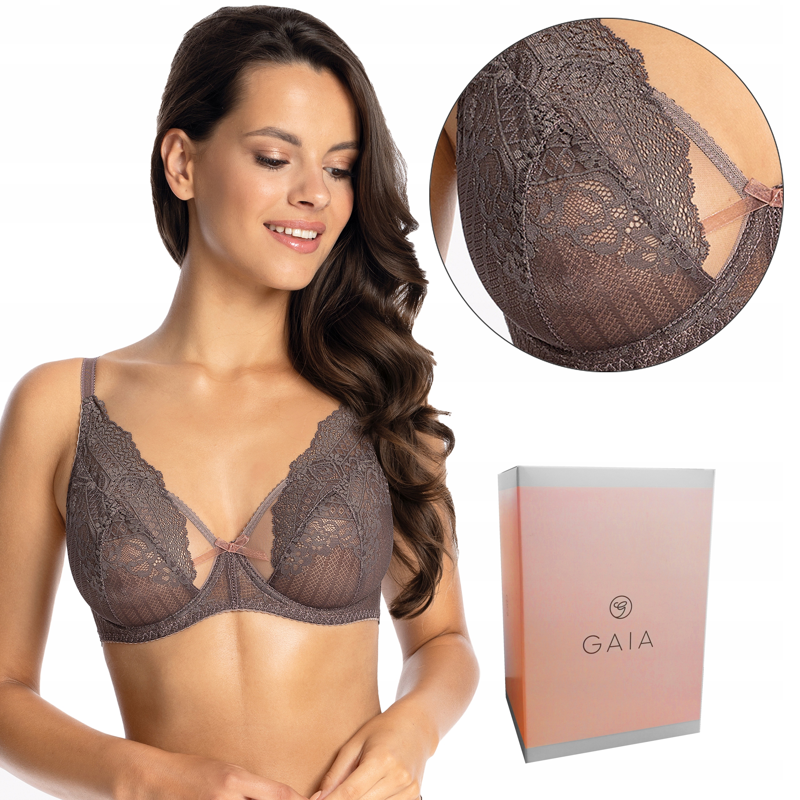 

Miękki brązowy biustonosz Gaia 1122 Zuza soft, 90D