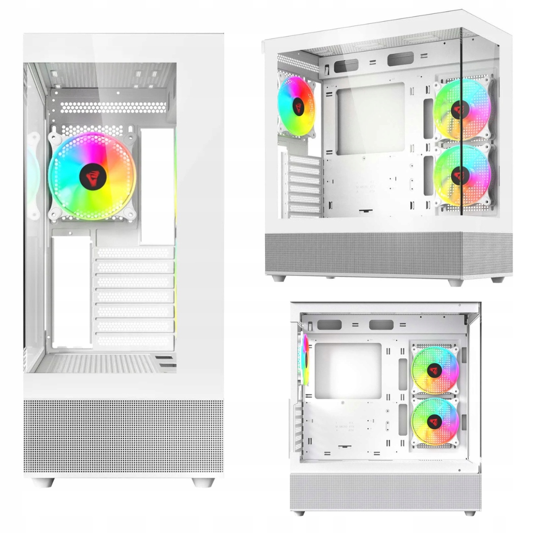 Obudowa Savio Sigma X1 White Argb Atx Usb-c Szklany Panel 3×120mm