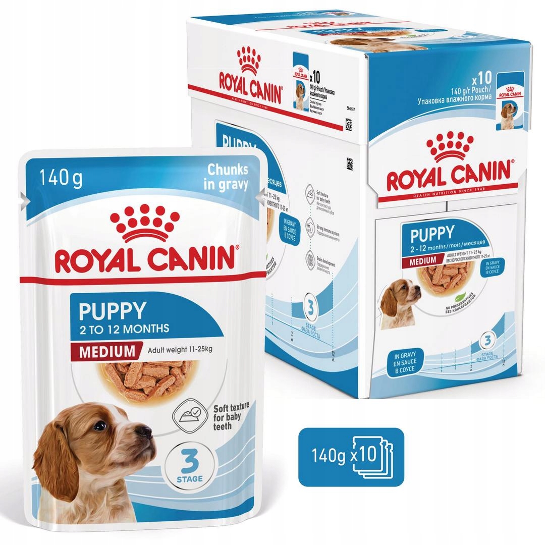 Royal Canin Medium Puppy 10x140g Krmivo Vlhké v omáčce štěňat středních plemen