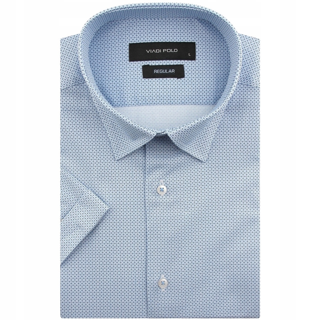 Koszula Męska Wizytowa Błękitna we Wzorki Regular Viadi Polo R147