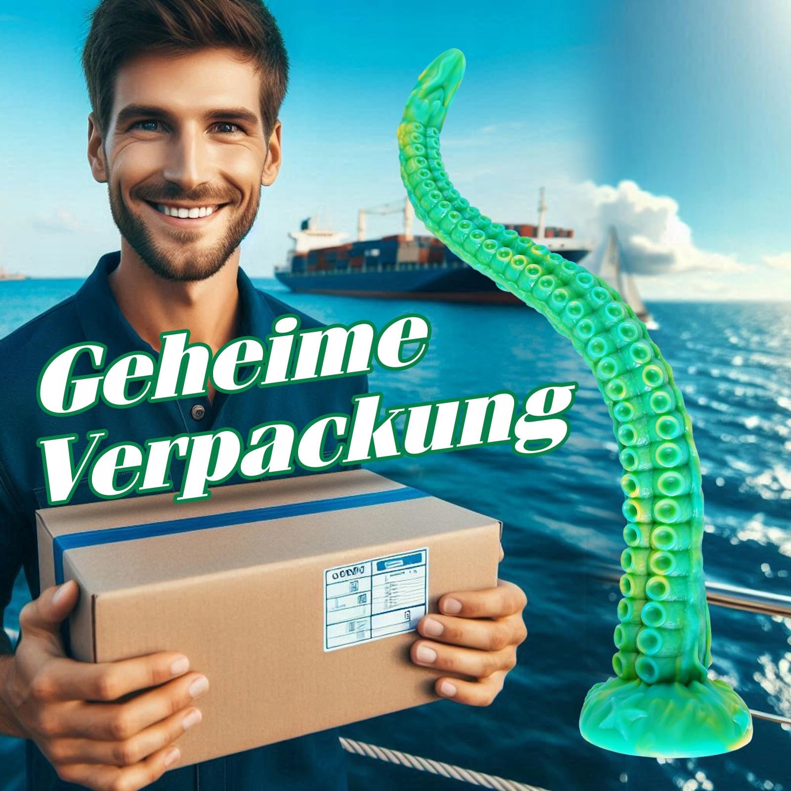 MONSTER TENTAKEL Dildo Silikonowy 46 cm Z Przyssawką Do Masażu Prostaty — miniatura 6