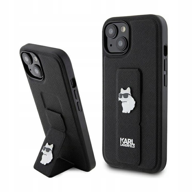 Karl Lagerfeld Gripstand Saffiano Choupette Pins – Pouzdro pro iPhone 15 Plus