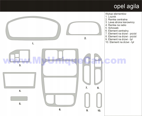 OPEL AGILA OKLEINY KOKPITU PANEL OKLEINA DREWNO Width 40 cm