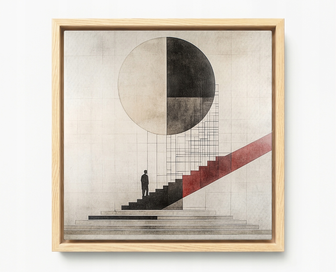 Obraz Rám Americký Box Abstrakce Bauhaus Schody Kolo Geometrie 60x60