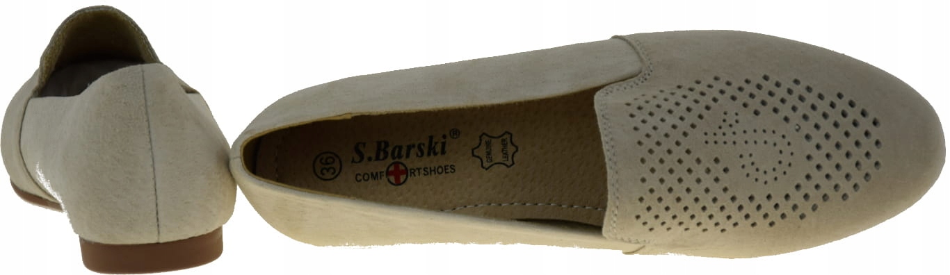 SKÓRZANE MOKASYNY DAMSKIE NA PŁASKIM LR29515 R.41 Oryginalne opakowanie producenta pudełko