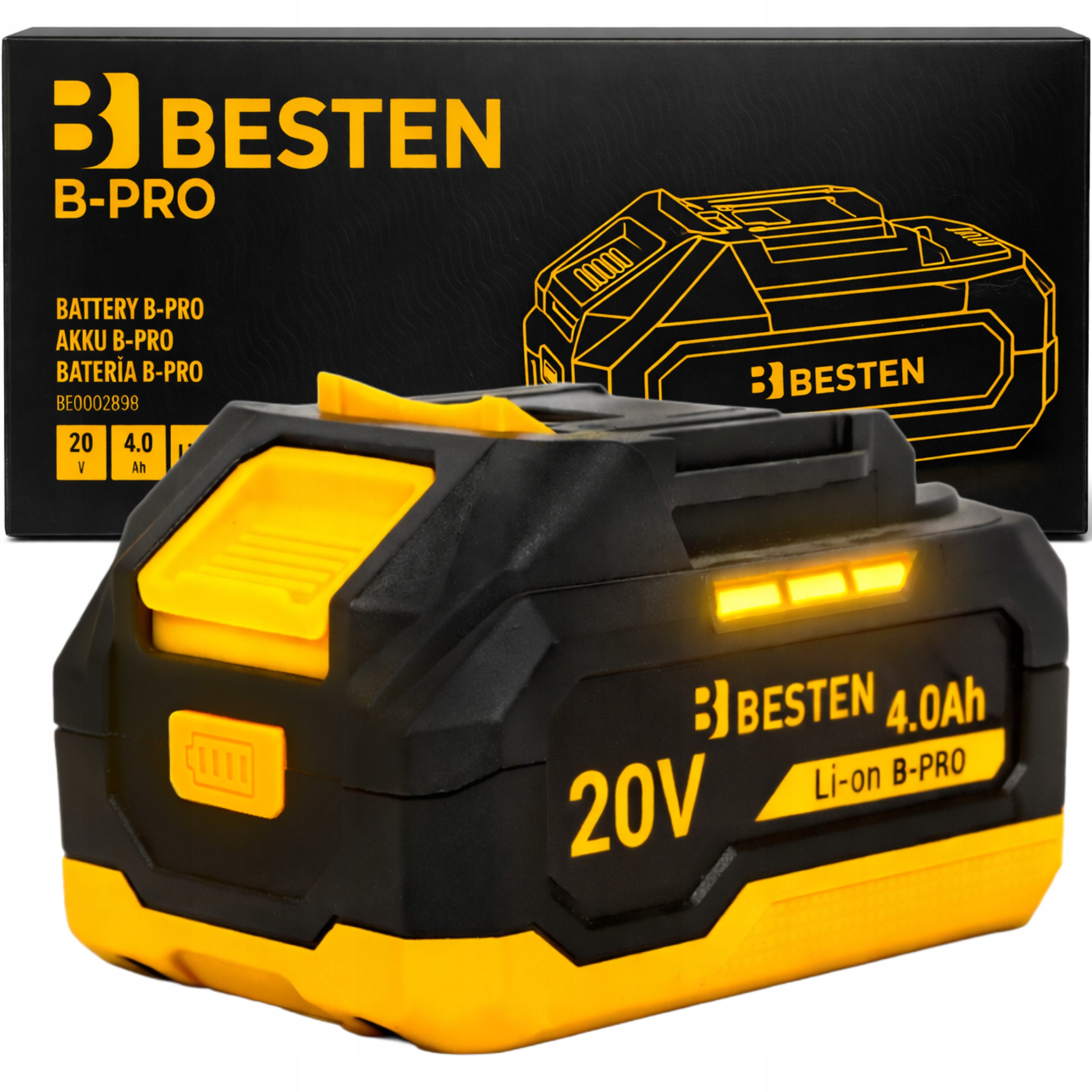 Akumulátor Baterie Besten B-pro Lithium-iontový systém 20 V 4.0 Ah Li-Ion