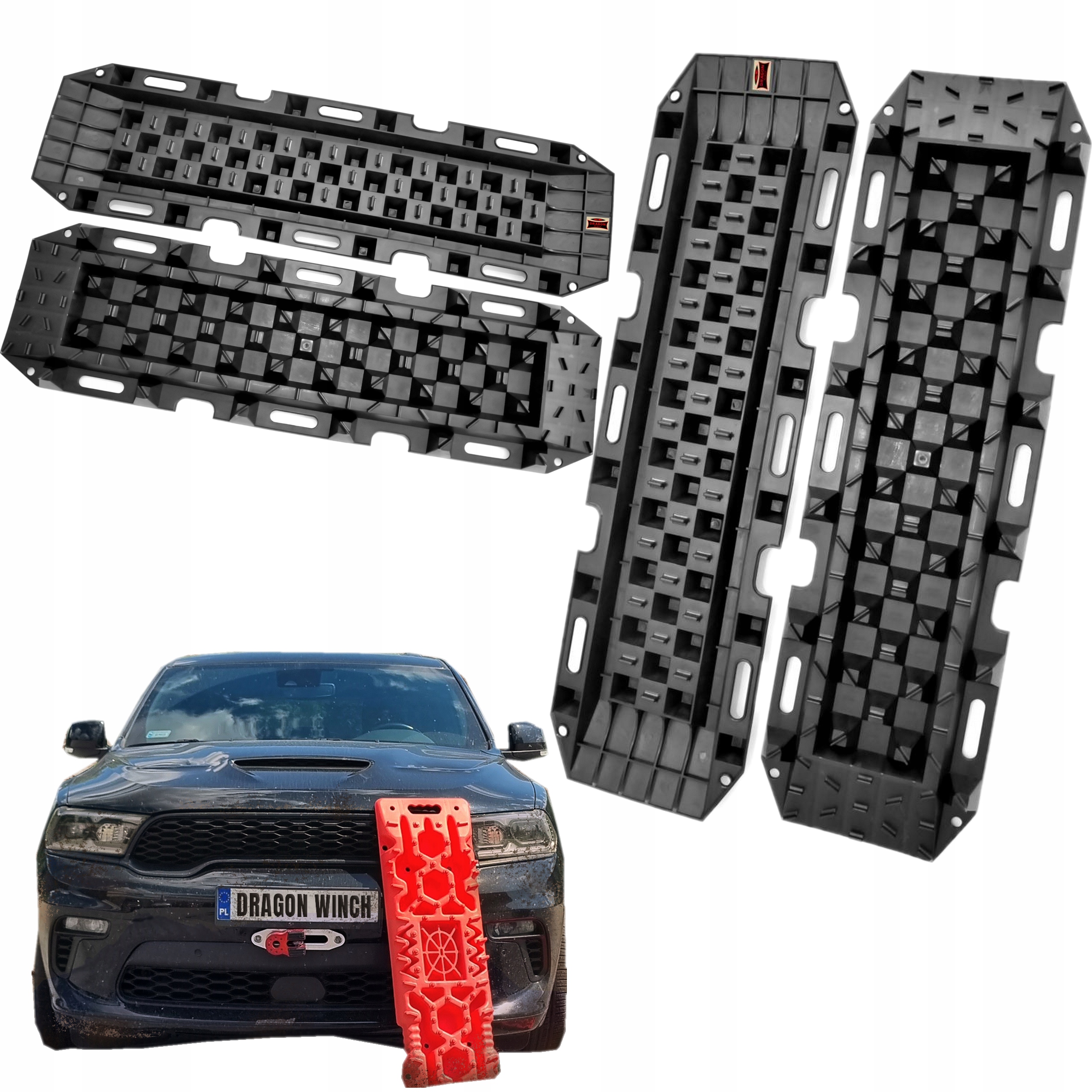 TRAPY PIASKOWE BŁOTNE ŚNIEGOWE 4x4 OFF-ROAD CZARNE 4WD 10T x2 DRAGON WINCH