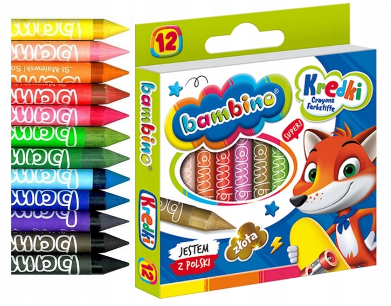 

Bambino Kredki Świecowe 12 Kol glinka kaolinowa