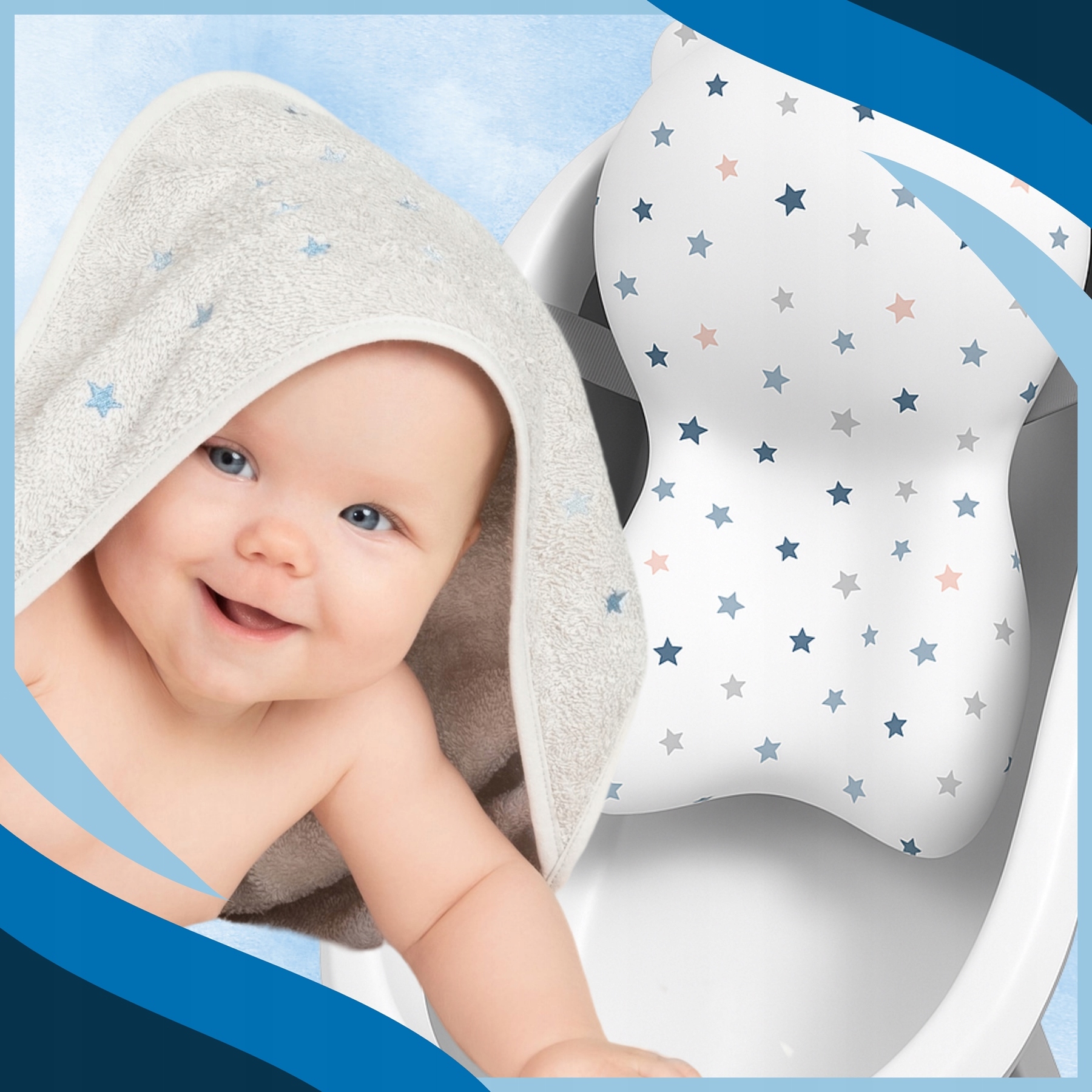 WANIENKA SKŁADANA DLA DZIECKA DUŻA WANNA SILIKONOWA TERMOMETR LCD PODUSZKA Marka Primabobo