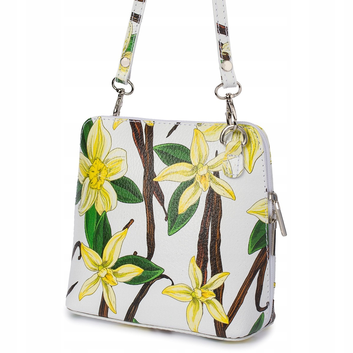 Malá kabelka přes rameno kožená, módní italská Vera Pelle vanilka K03