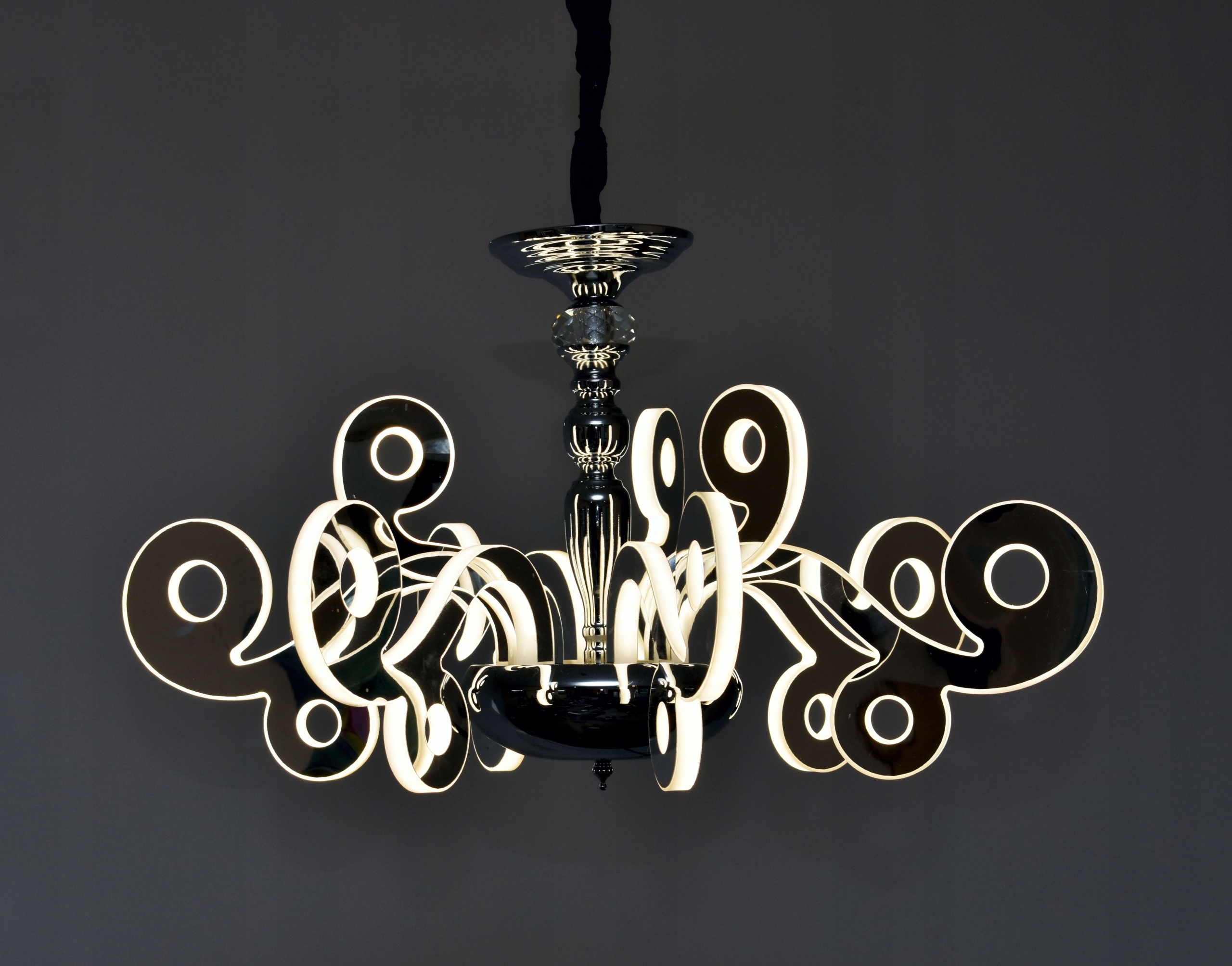 DUŻA LAMPA WISZĄCA PLAFON CHROM ŻYRANDOL LED MOCNA NISKA CENA Kolekcja VALENTINO