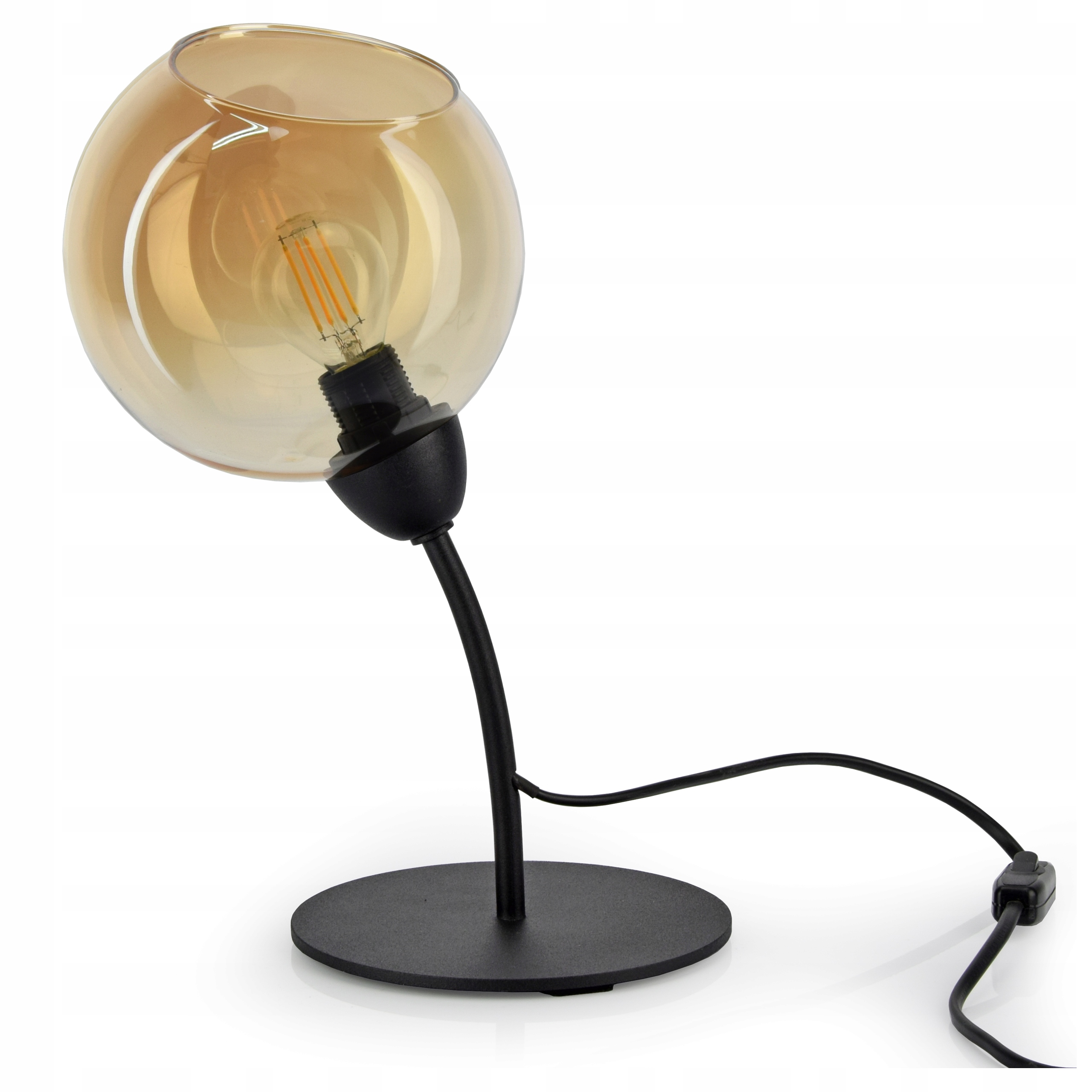 

Lampka Nocna Dekoracyjna Szklana Kula Miód E14 Led