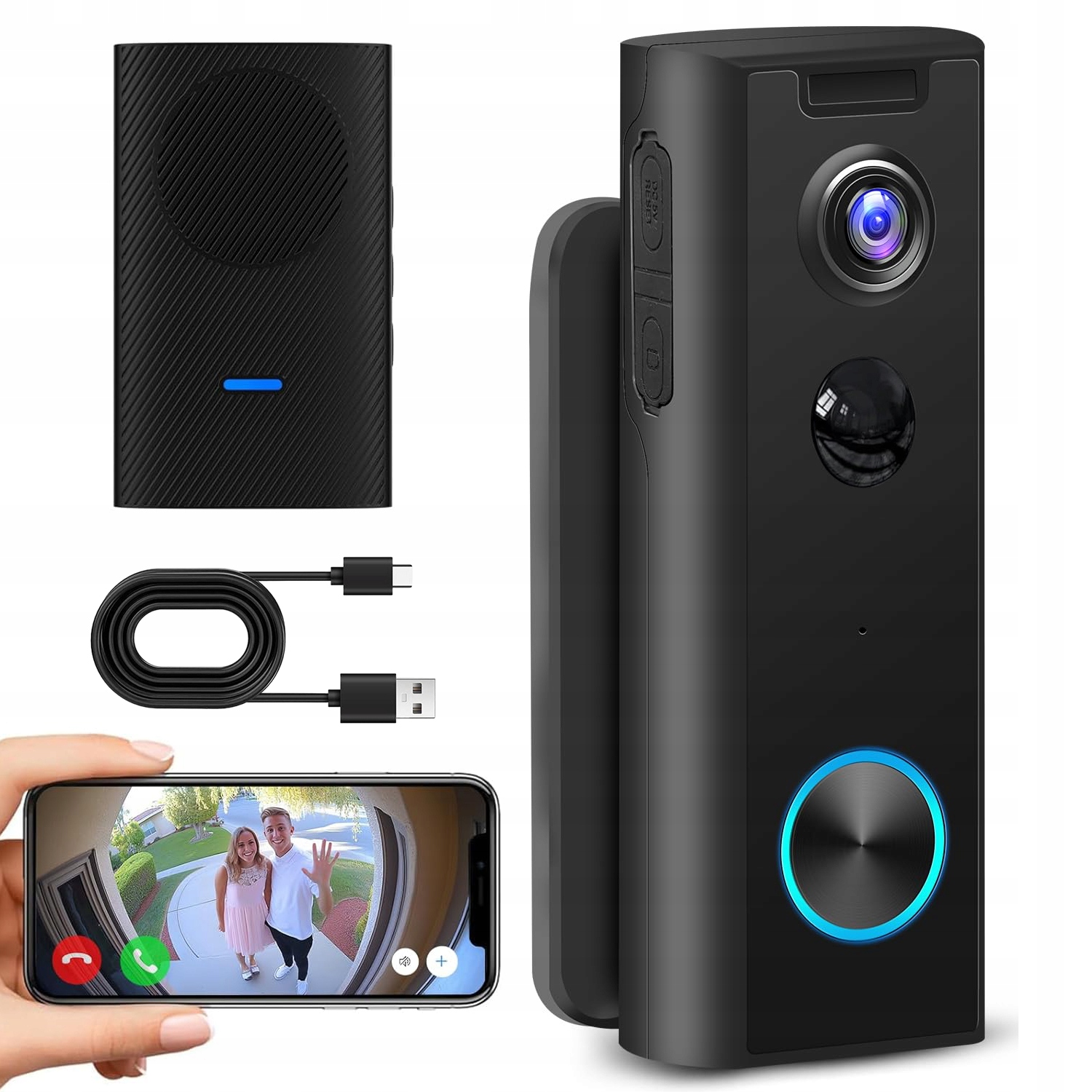 Video Interkom 4MP 2K 166° Bezpřevodový S Nočním Viděním A Snímačem Pir