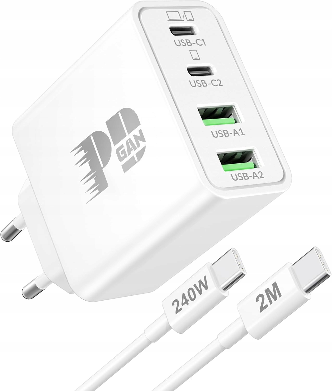 Ładowarka Gan 4 Porty, Pd 100W, QC3.0,USB-C reg10