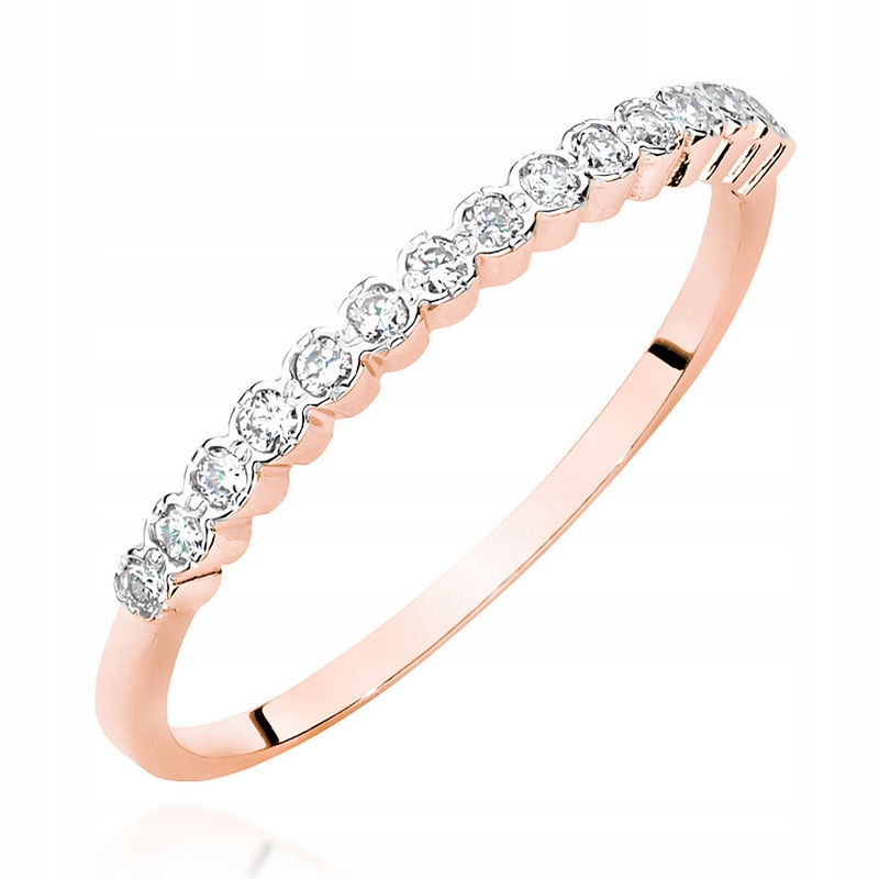 Růžově Zlatý Prstýnek 585 s Brilianty 0,07 ct