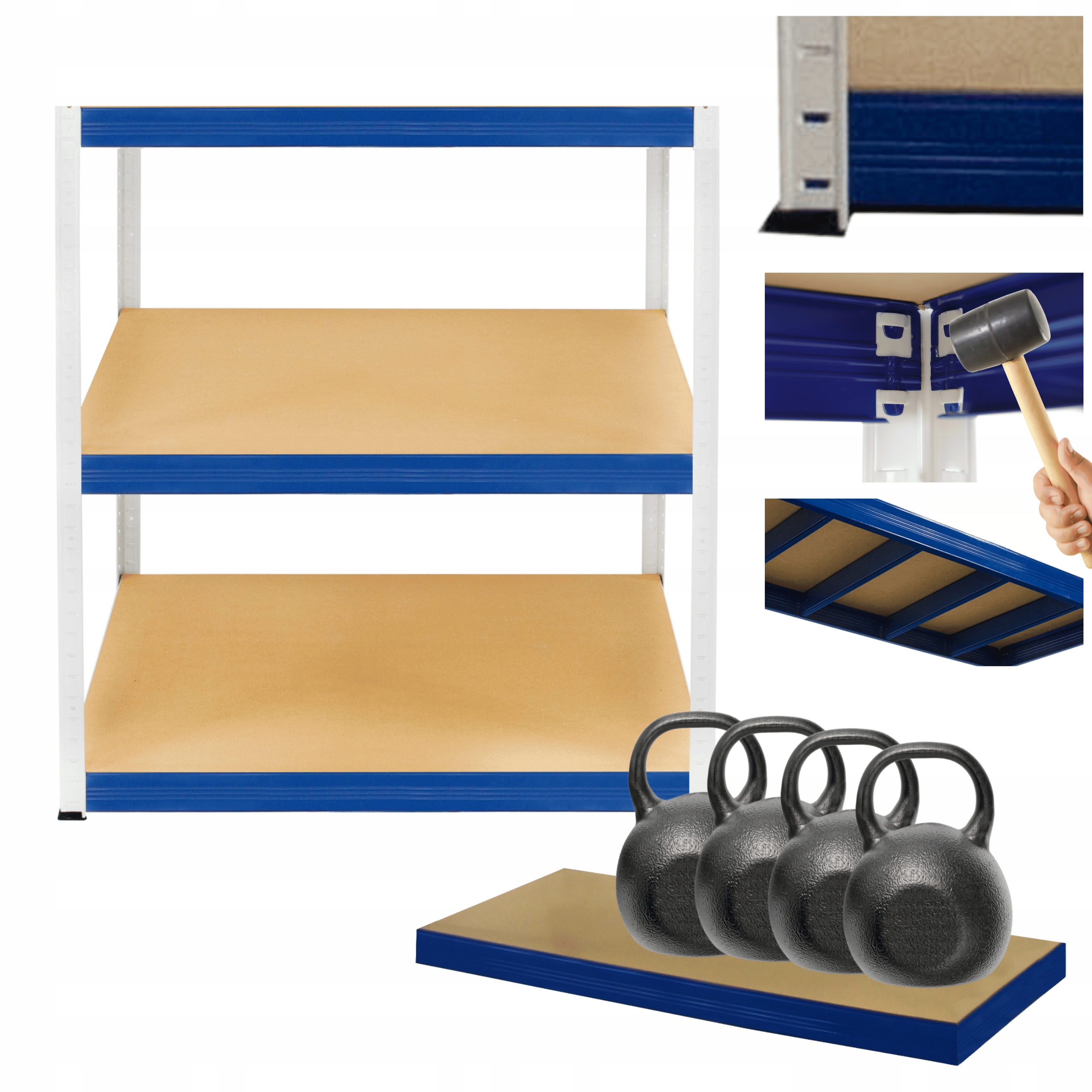 Kovový skladový regál Helios 90x110x45 cm 3Px400 kg Pevný