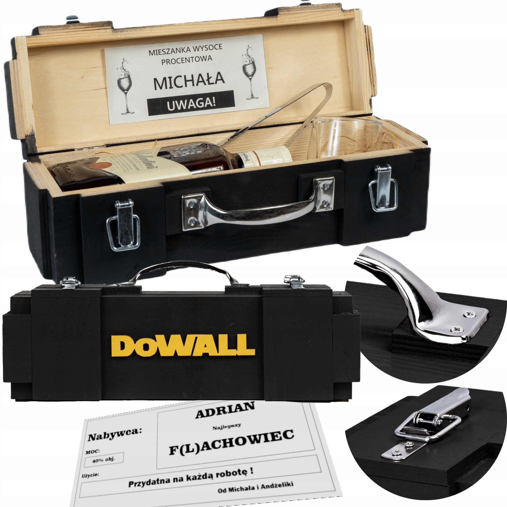 Krabička na láhev alkohol whiskey víno pro něj dřevěná Masivní Silná