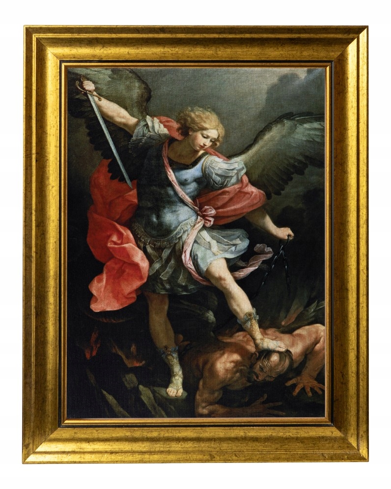 Archanděl Michal A Boj Se Satanem Obraz Ve Zlatém Moderním Rámu 30X40