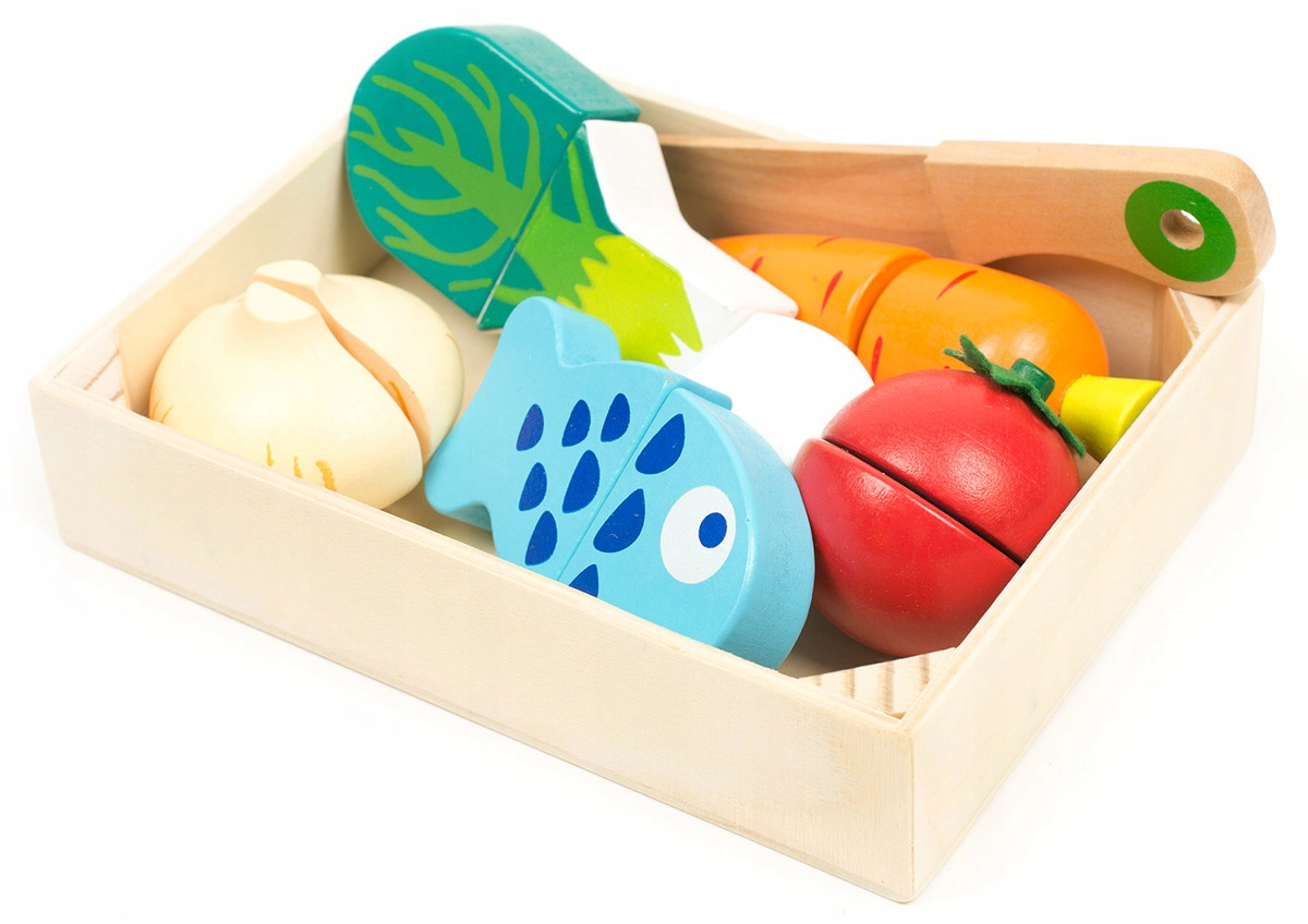 

Drewniane Warzywa I Ryba Tacka Na Magnes I Rzep