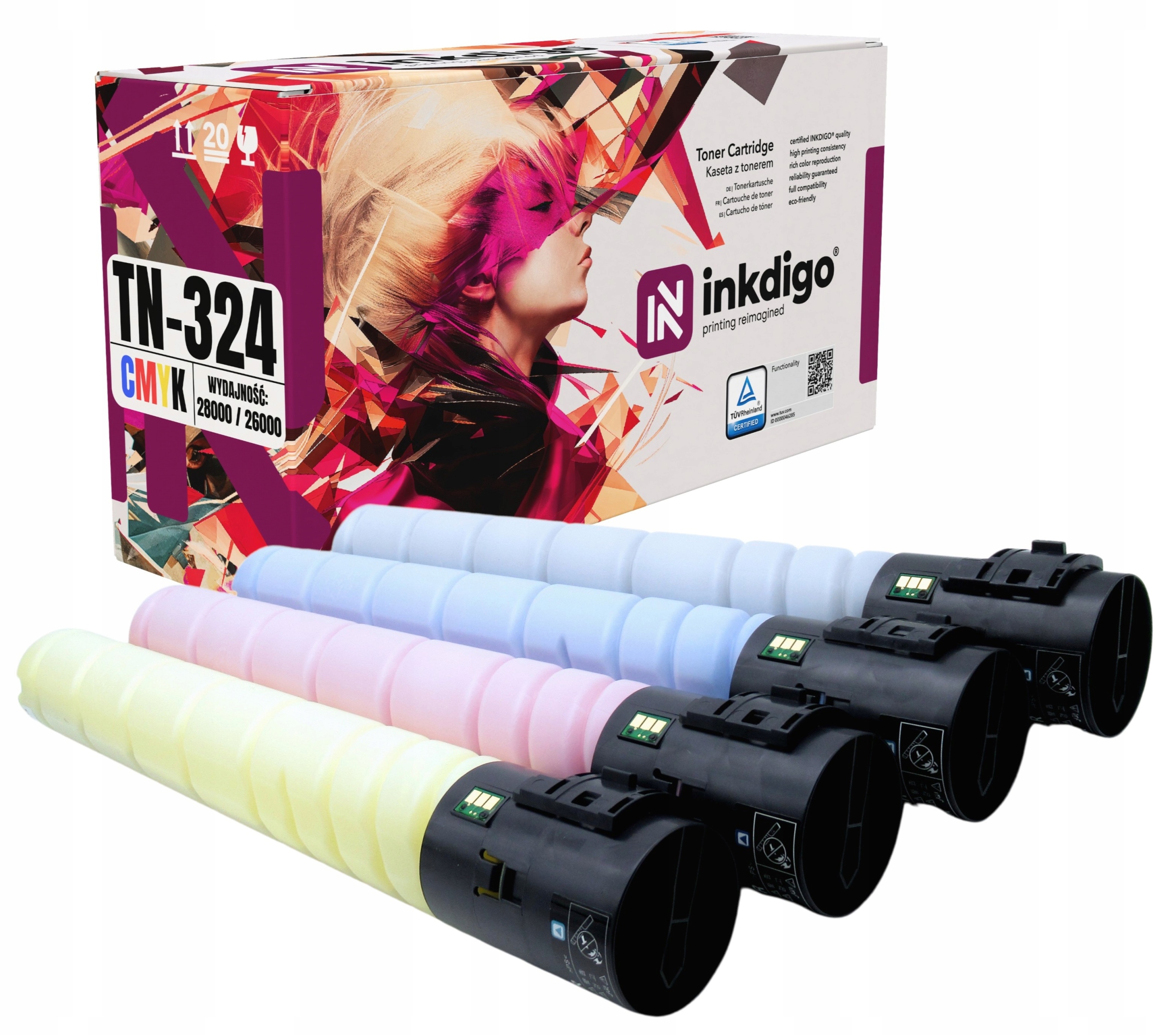 4x Toner TN324 Cmyk Pro Minolta Bizhub C258 C308 C368