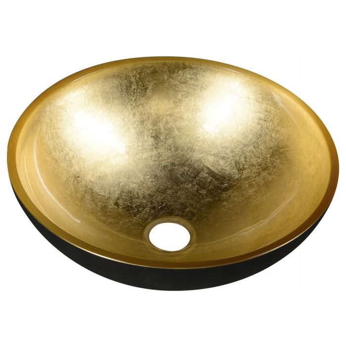 Sapho Murano Black-gold sklenená umývadlová miska okrúhla 40x14 cm zlatá/čierna AL531