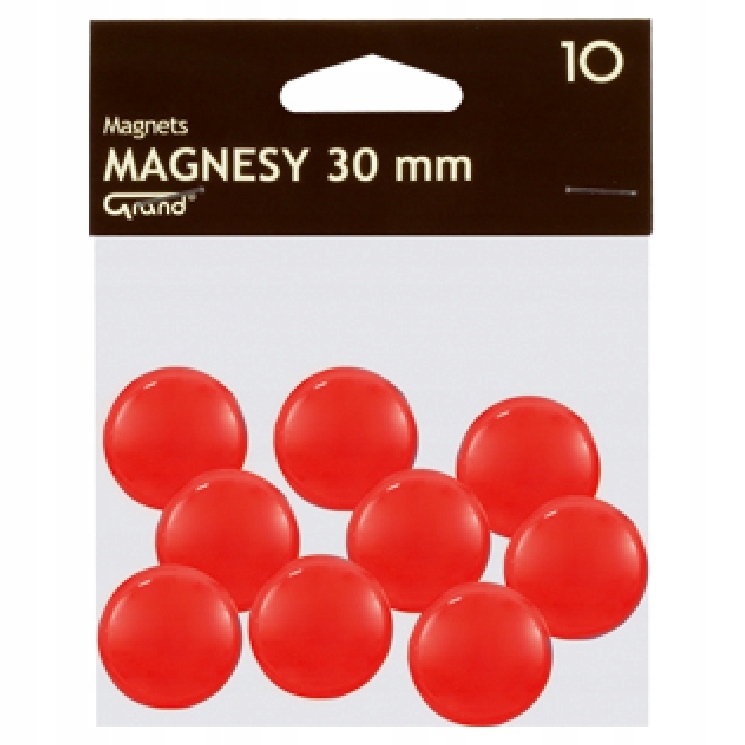 MAGNESY NA LODÓWKĘ TABLICĘ SZKOLNE 30MM CZERWONY 10 SZTUK GRAND