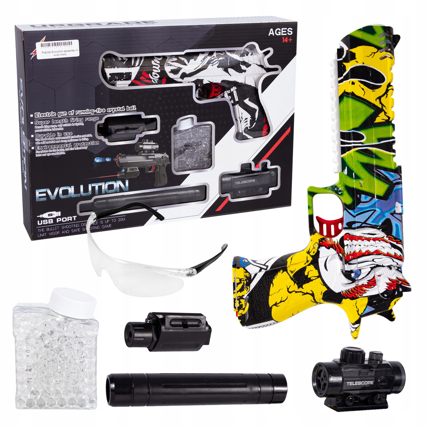 PISTOLET KARABIN ELEKTRYCZNY NA KULKI ŻELOWE