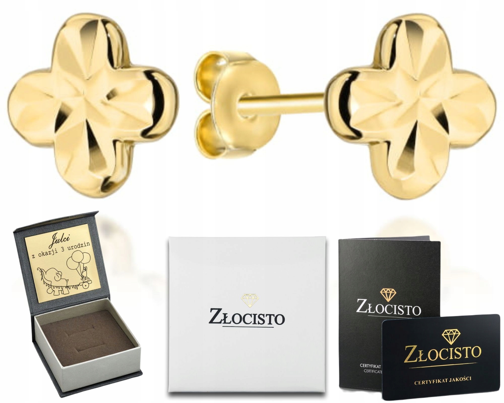 Zlaté Náušnice S Diamantem 585 Na Tyči Pro Dítě