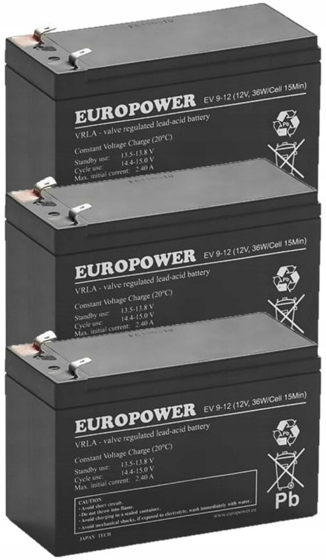 TBC3 BATERIE ZESTAW AKUMULATORÓW DO UPS APC EATON POWERWALKER 3x EV 9-12