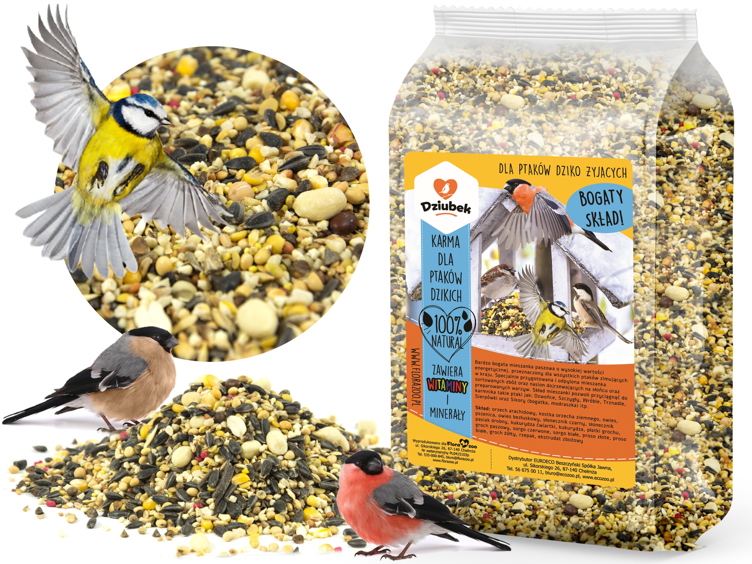 KARMA POKARM ZIARNO SŁONECZNIK DO KARMNIK DLA DZIKICH PTAKÓW ZIMUJĄCYCH