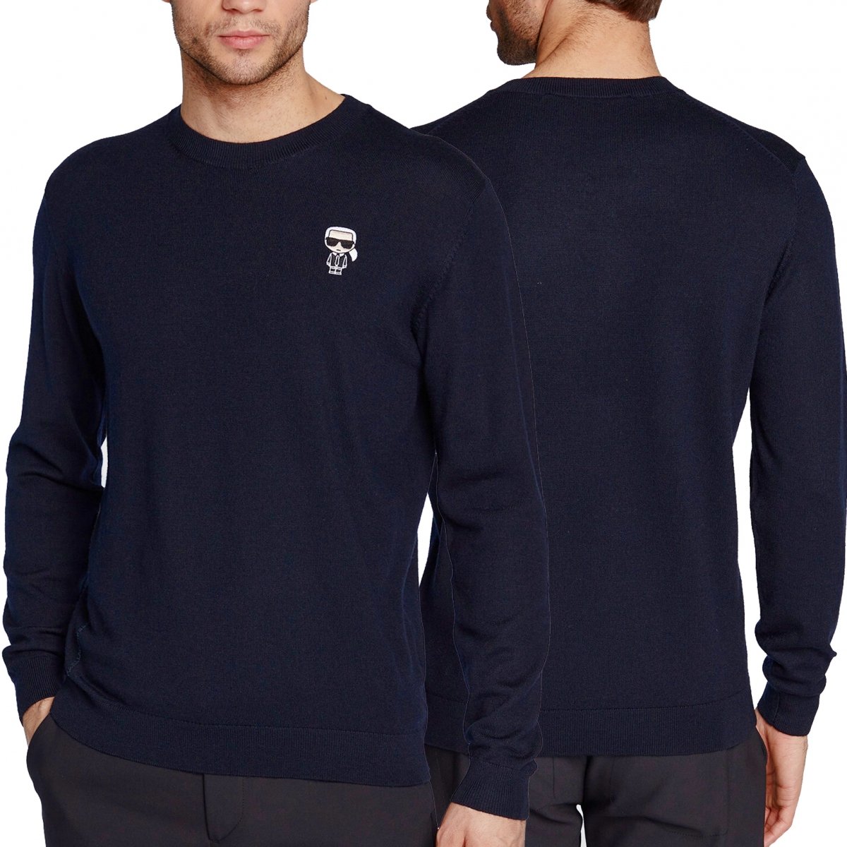 Karl Lagerfeld pánský svetr klasický tmavě modrý vlněný XL