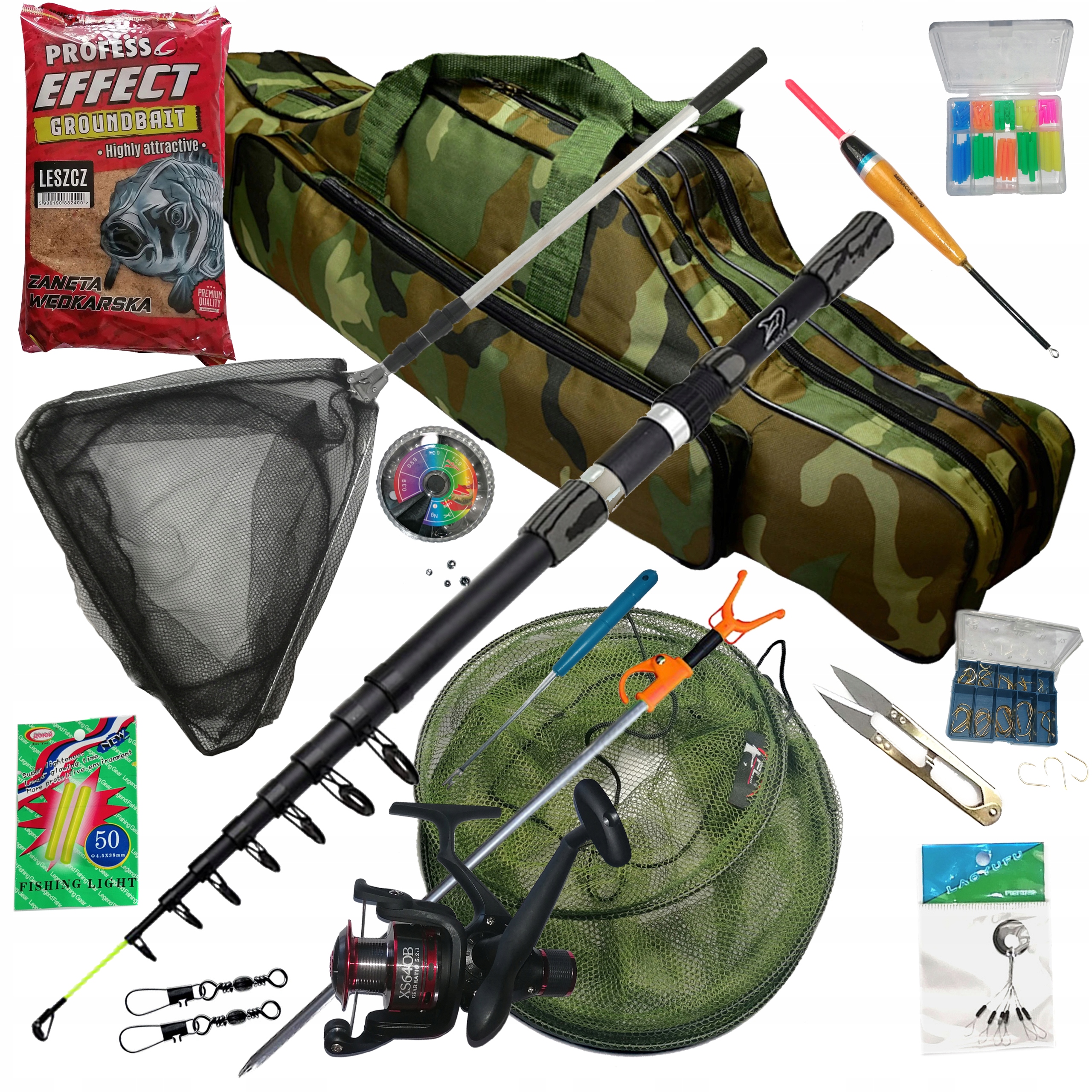 Rybářská sada rybářský naviják Cejn na Splávek Návnada Pouzdro Síťka